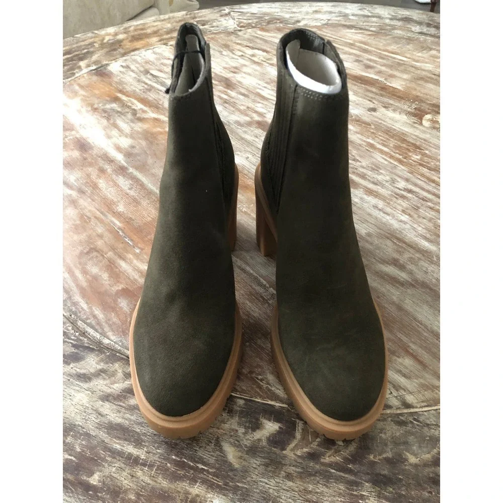 Dolce Vita Caster H20 Bootie Lug Sole Waterproof Leather Olive Green NEW…